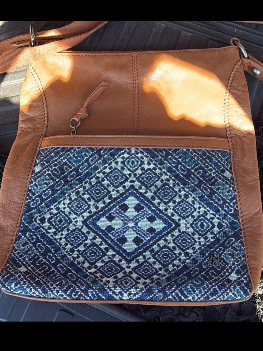 The Sak large leather and embroidery messenger crossbody bag